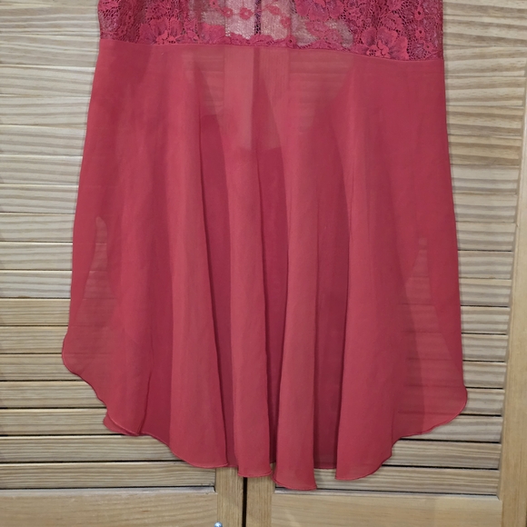 Victoria's Secret Red Lace Lingerie Size Medium, Open Back And Sheer - Picture 3 of 7